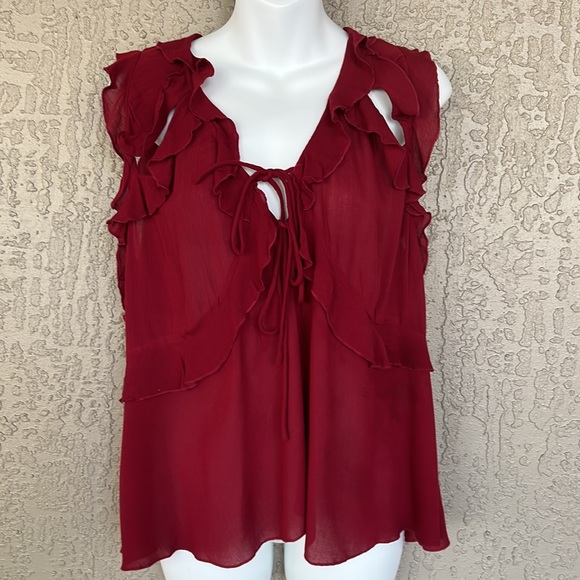 IRO Red Ruffle Top - Picture 3 of 11